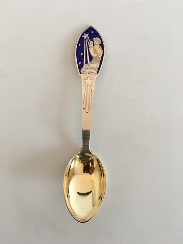 A. Michelsen Christmas Spoon 1935 Gilded Sterling Silver with Enamel