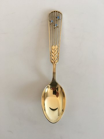 A. Michelsen Christmas Spoon 1937 Gilded Sterling Silver with Enamel