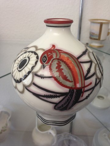Sevres Art Deco Vase in Porcelain by Gensoli with bird motif from 1926