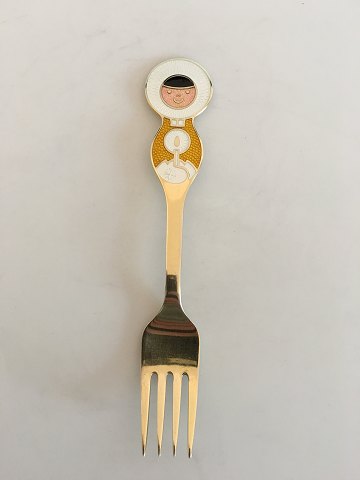 A. Michelsen Christmas Fork 1969 Gilded Sterling Silver with Enamel