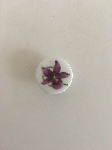 Royal Copenhagen Porcelain Button with Handpainted Flower Motif