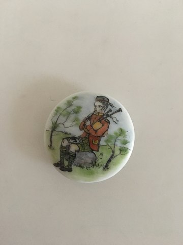 Royal Copenhagen Porcelain Button with Handpainted Motif of Musician