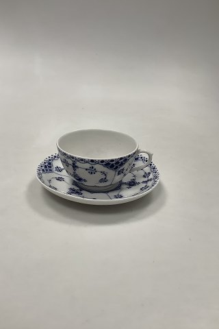 Royal Copenhagen Blue Fluted Half Lace Cup and Saucer No 713