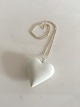 Royal Copenhagen Sterling Silver Necklace with White Porcelain Heart Pendant.