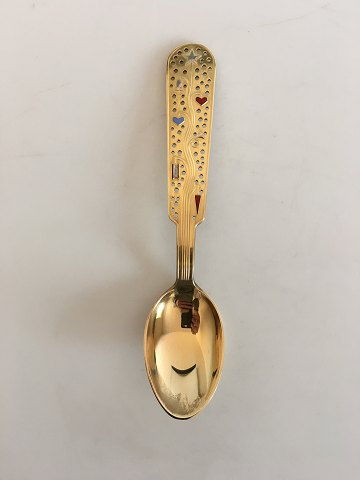 A. Michelsen Christmas Spoon 1939 Gilded Sterling Silver with Enamel