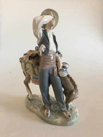 Large Lladro Figurine of Boy/Man with Donkey