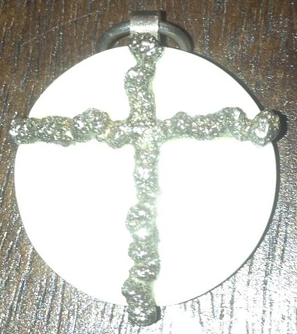Royal Copenhagen / Anton Michelsen Cross Pendant in Sterling Silver and 
porcelain