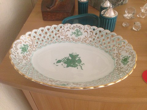 Herend Hungarian Chinese Bouquet Green Pierced Bowl