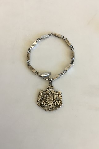 Wiwen Nilsson Style Sterling Silver Bracelet with Swedish Royal Crest