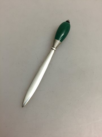 Georg Jensen Sterling Silver Letter Opener with Green Agate No 202