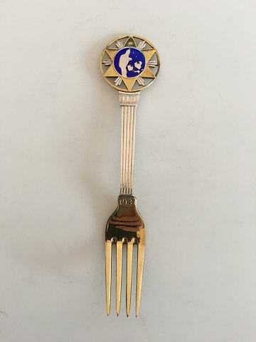 A. Michelsen Christmas Fork 1931 Gilded Sterling Silver with Enamel