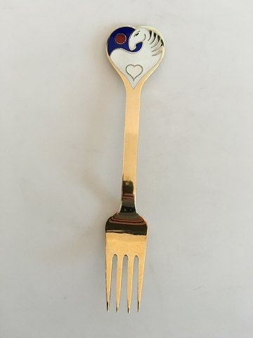 A. Michelsen Christmas Fork 1978 Gilded Sterling Silver with Enamel