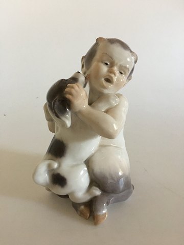 Royal Copenhagen Figurine of Faun with Puppy No. 2590