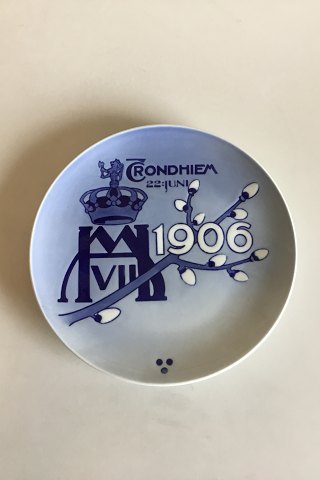 Porsgrund Commemorative Plate from 1906 for the Coronation of Haakon VIII in Trondheim June 22nd 1906