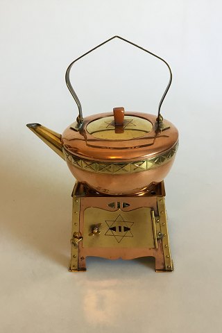Art & Craft Cobber and Brass Tea Pot on Brazier