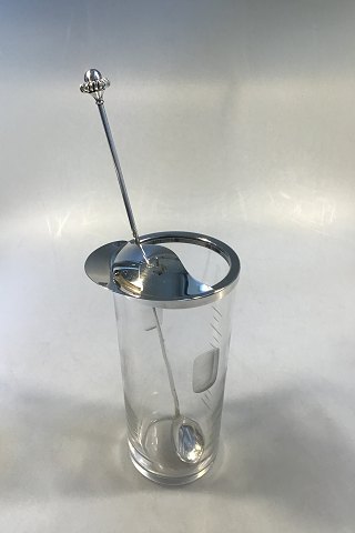 A Michelsen Sterling Silver mounted Cocktail Glass Pitcher and Mixing Spoon