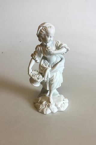 Royal Copenhagen Bisque Figurine of Girl with Flowerbasket