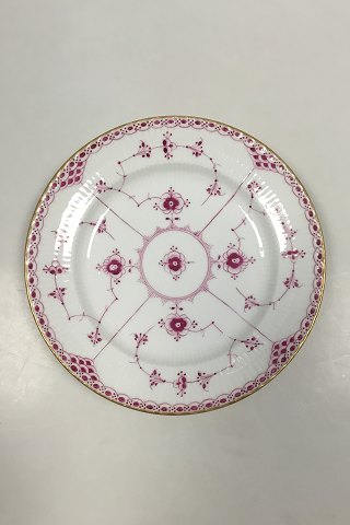 Royal Copenhagen Blue Fluted Red Ruby/Pink with Gold Edge Half Lace Lunch Plate 
No 2/572