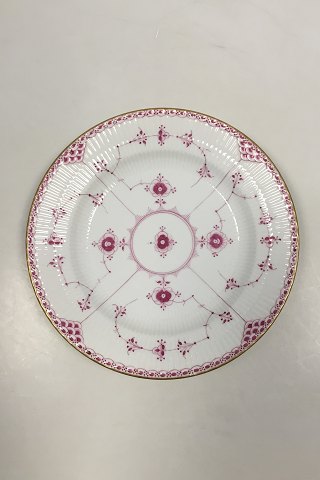Royal Copenhagen Blue Fluted Red Ruby/Pink with Gold Edge Half Lace Dinner Plate 
No 2/571
