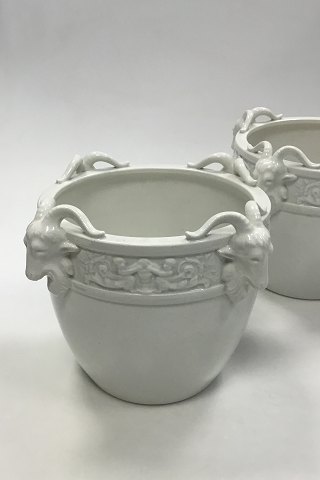 Villeroy & Boch Set of two Flower pot covers made of white faience. De3corated 
with Ram Heads