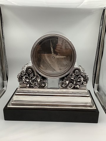 Georg Jensen Sterling Silver Large Mantel Clock No 339 by Johan Rohde