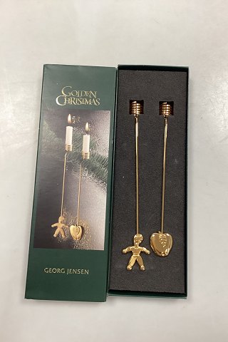 Georg Jensen Golden Christmas Candleholder - Yarn Elf  and Apple 2001