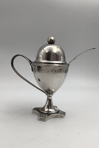 Danish Empire Silver Mustard Pot with Spoon (1814)