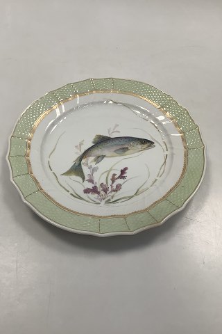 Royal Copenhagen Green Dinner Fish Plate No 919/1710 with Salmo Trutta