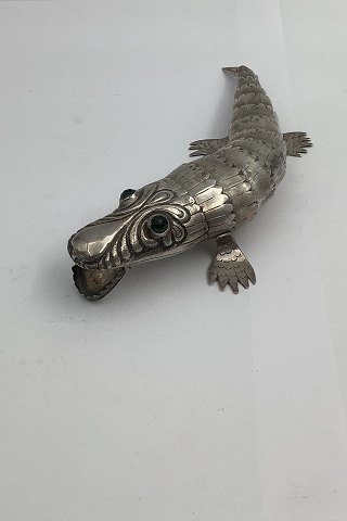 Alligator / crocodile in  silver with moving body
