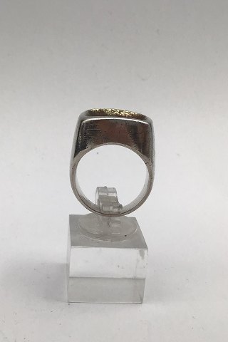 Hans Hansen Sterling Silver Ring Gilt Top