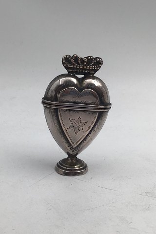 Danish ? Silver Vinaigrette Heart shaped w Crown