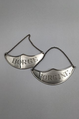 Danish Silver Decanter Tags (2) Børge / Børgine