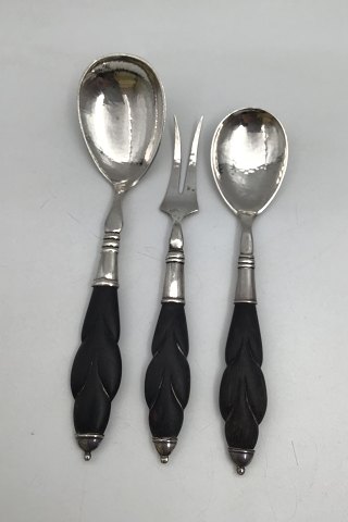 Danish Silver / Wood Serving Set  (2+1) (1923)