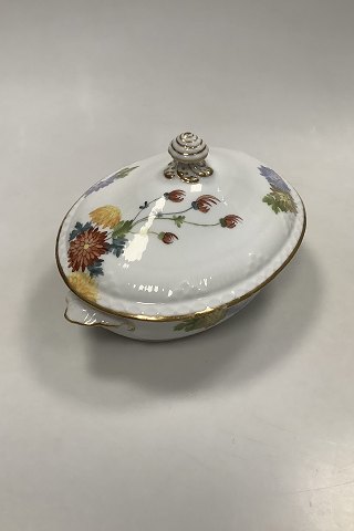 Royal Copenhagen No 93 White Half Laced w. Flowers and Gold Lidded Bowl