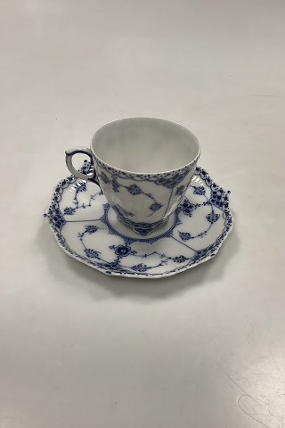 Royal Copenhagen Blue Fluted Full Lace Espresso Cup with Saucer No. 1037