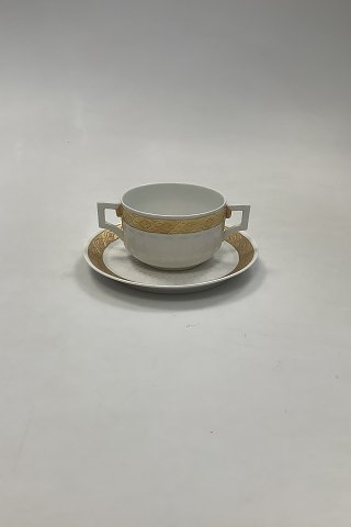 Royal Copenhagen Gold Fan Bouillon Cup with Saucer No. 11552