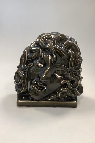 Olive Green Royal Copenhagen Green Celadon Mask, Medusa, Designed by Hans Henrik 
Hansen 1927, No 2950