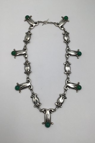 Georg Jensen 826 Silver Necklace No. 6 (Green Agate) (1909-1914)