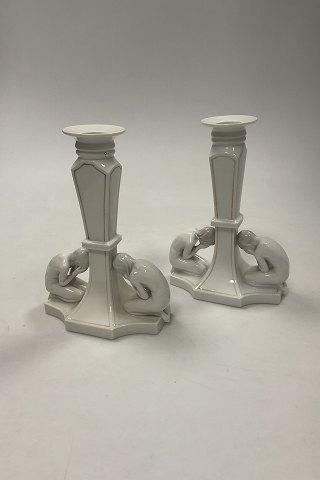 Pair of Bing and Grøndahl Art Nouveau Candleholder with figurines of kids No. 
1557