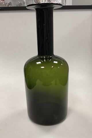 Holmegaard Art Glass vase / Flask by Otto Brauer in green Color