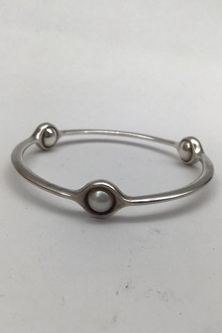 Georg Jensen Sterling Silver Bangle No. 473 Sphere Pearls