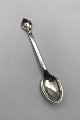 Evald Nielsen Silver No 3 Coffee Spoon (Carnelian)