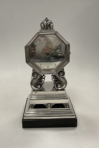 Georg Jensen Sterling Silver Large Mantel Clock No 333 by Johan Rohde