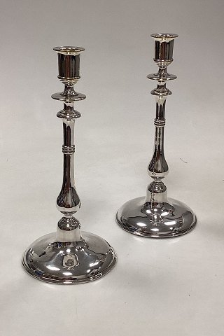 Pair of Tall Silver Plated Candlesticks by I. P. C. Hansen
