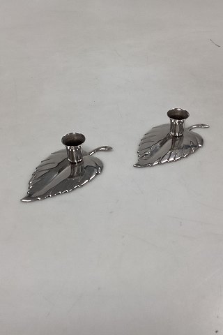Pair of small silver plated candle holders from Kronen Sølvvarefabrik