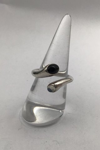 Georg Jensen Sterling Silver Ring No. 263 Carnival (Moonstone and Onyx)
