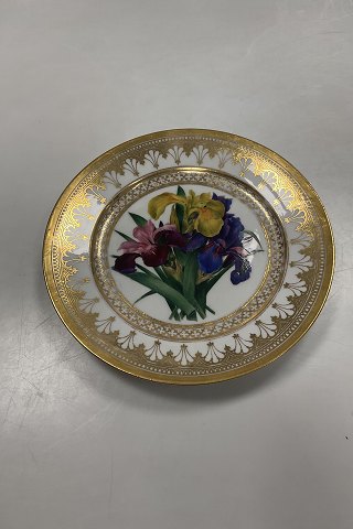 Royal Copenhagen Antique Plate with Flower Motif and gold. Signed by Christian  Klein from 1820-1850