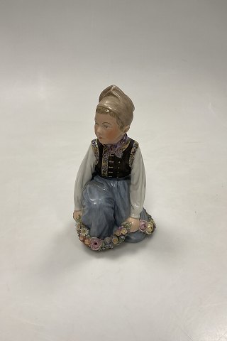 Royal Copenhagen Overglasur Figur Amager Dreng No. 12414