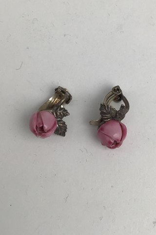 RCP Sterling Silver / Porcelain Earrings (Pink) (Clips)