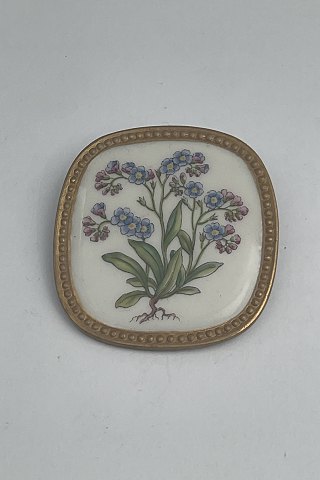 Royal Copenhagen Flora Brooch / Pendant in Porcelain and Sterling Silver